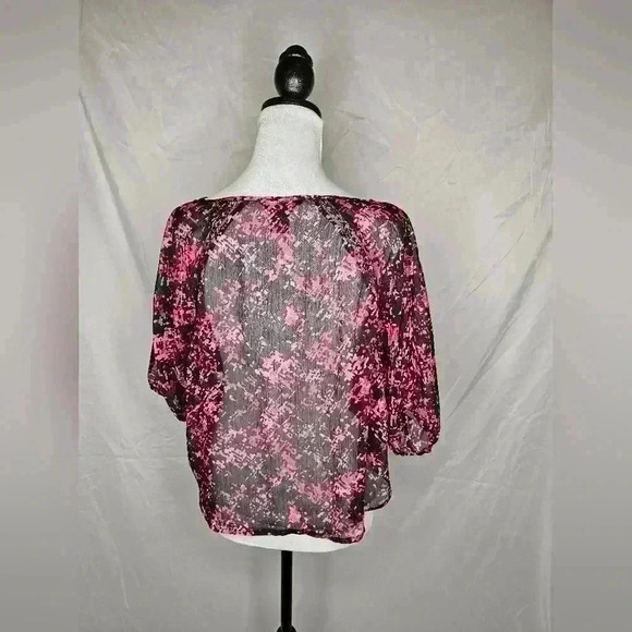 Pink and black lace transparent blouse - Picture 2 of 4